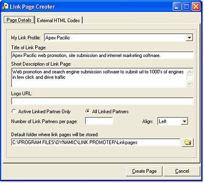 Page Creator to generate Reciprocal Link easily