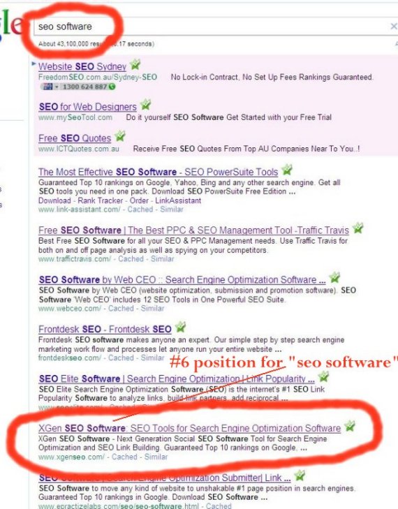 XGen SEO Top 10 ranking